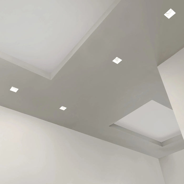 Porta faretto quadrato in gesso verniciabile incasso retrocesso soffitto effetto luce scomparsa 12x12cm