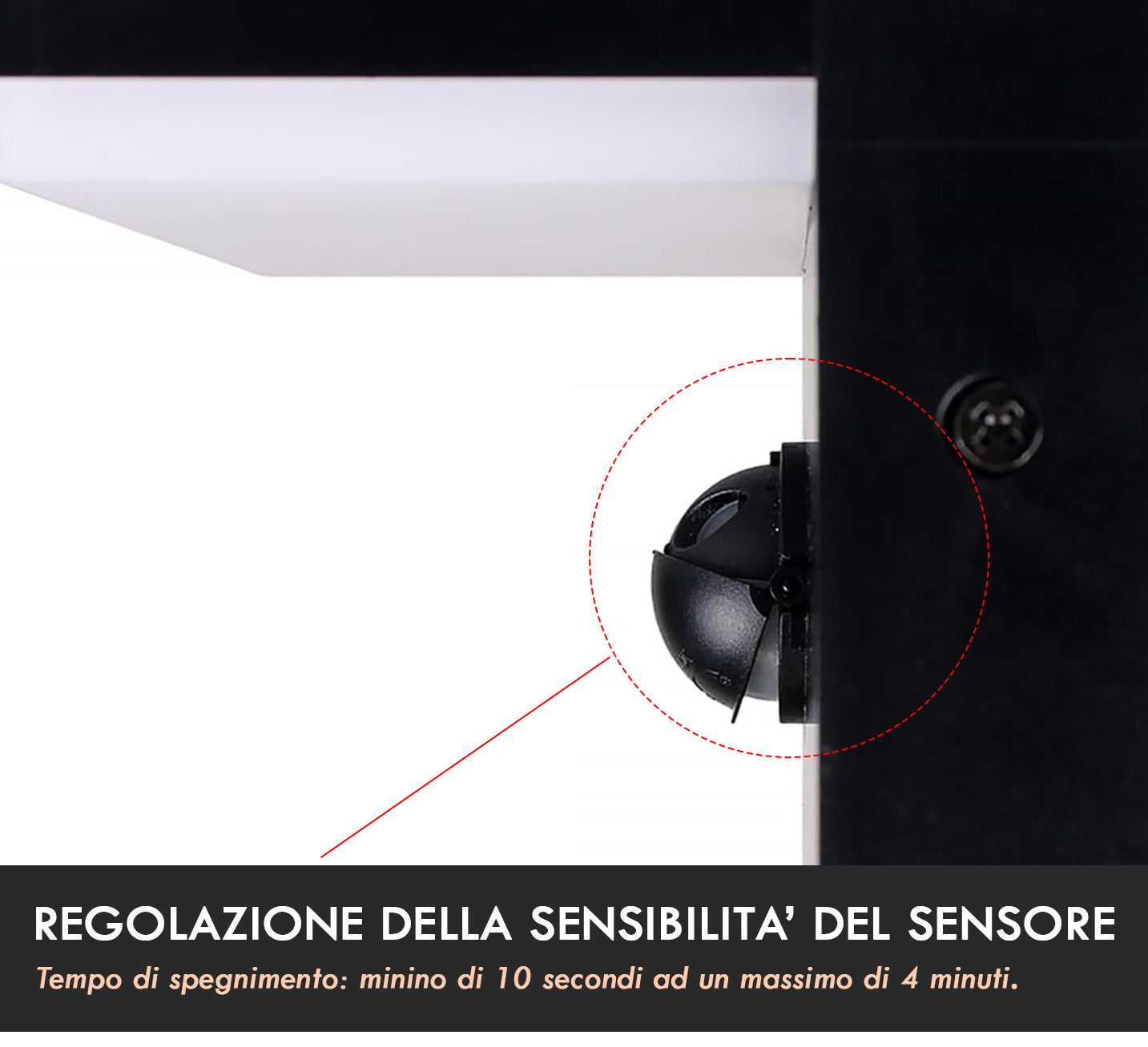 Applique esterno da parete con sensore LED CCT SWITCH 10W impermeabile IP54 luce muro giardino ingresso garage parcheggio COLORE NERO