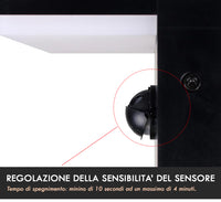 Applique esterno da parete con sensore LED CCT SWITCH 10W impermeabile IP54 luce muro giardino ingresso garage parcheggio COLORE NERO