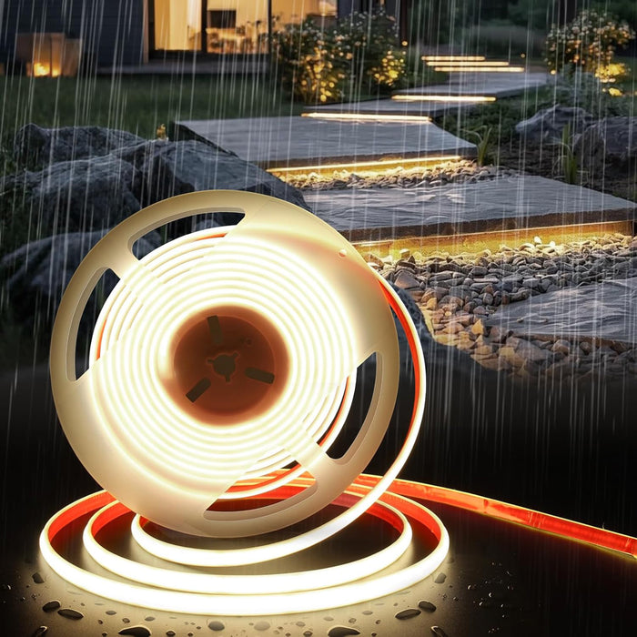 Striscia led 24V 10 metri Dimmerabile strip Linear COB lama luce continua 280 LED/M 16200 lumen impermeabile IP68 piscina fontana FREDDA 6000K