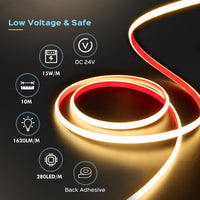 Striscia led 24V 10 metri Dimmerabile strip Linear COB lama luce continua 280 LED/M 16200 lumen impermeabile IP68 piscina fontana NATURALE 4000K