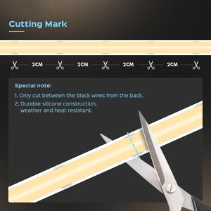 Striscia led 24V 10 metri Dimmerabile strip Linear COB lama luce continua 280 LED/M 16200 lumen impermeabile IP68 piscina fontana NATURALE 4000K