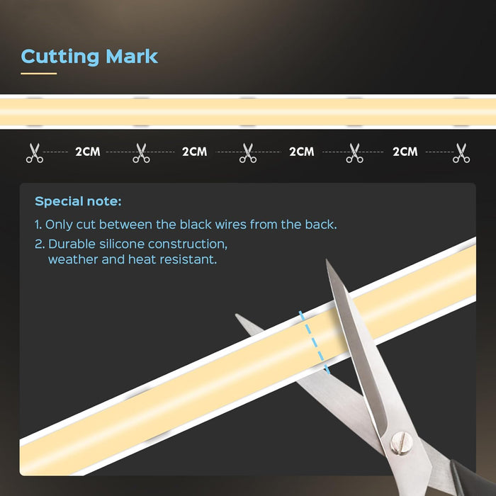 Striscia led 24V 10 metri Dimmerabile strip Linear COB lama luce continua 280 LED/M 16200 lumen impermeabile IP68 piscina fontana NATURALE 4000K