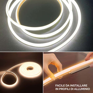 Striscia led 24V 10 metri Dimmerabile strip Linear COB lama luce continua 280 LED/M 16200 lumen impermeabile IP68 piscina fontana NATURALE 4000K