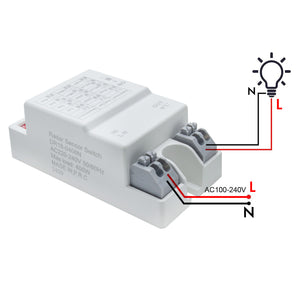 Sensore PIR rilevatore movimento microonde 5.8GHZ interruttore switch controllo automatico luci LED potenza 400W