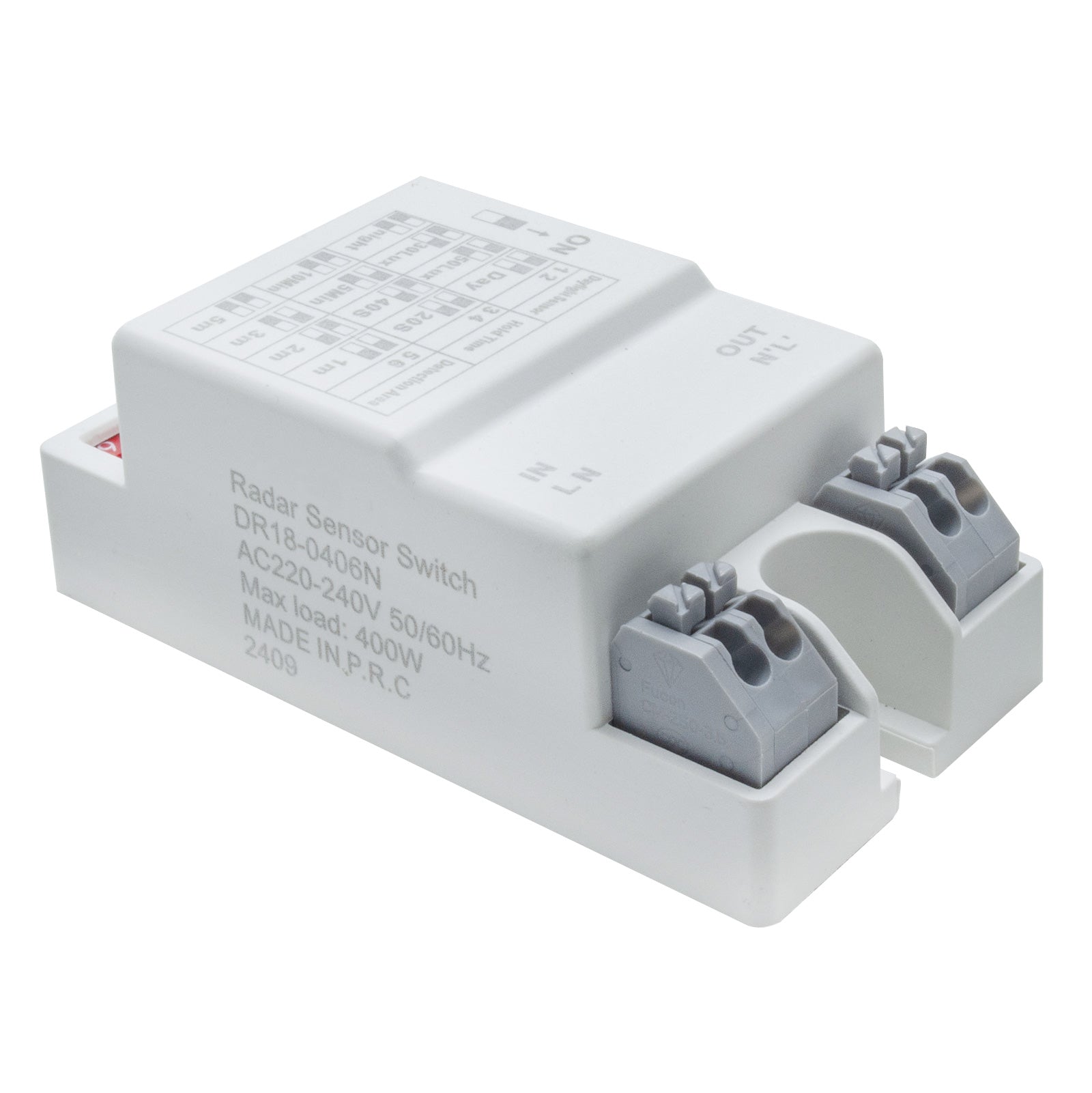 Sensore PIR rilevatore movimento microonde 5.8GHZ interruttore switch controllo automatico luci LED potenza 400W