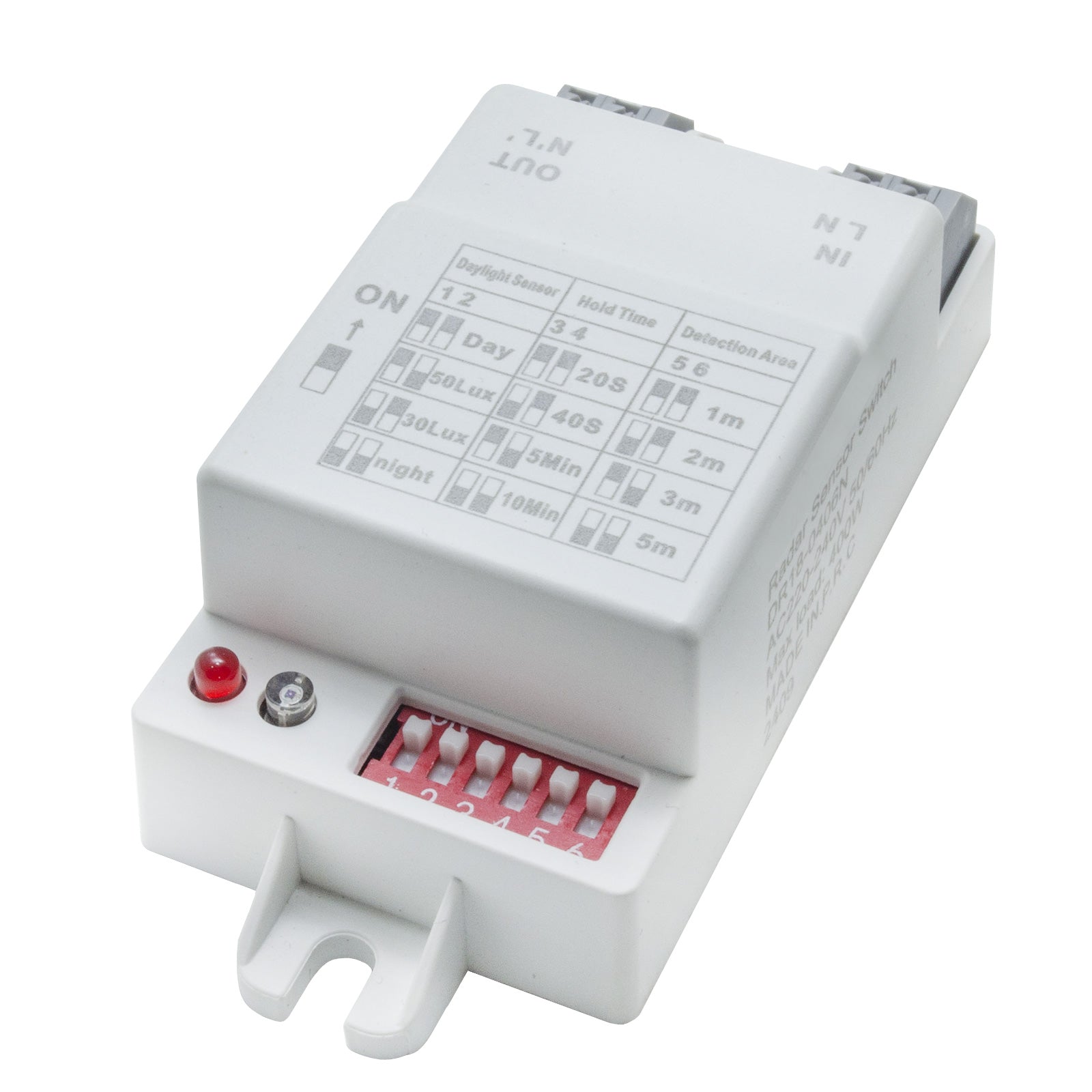 Sensore PIR rilevatore movimento microonde 5.8GHZ interruttore switch controllo automatico luci LED potenza 400W