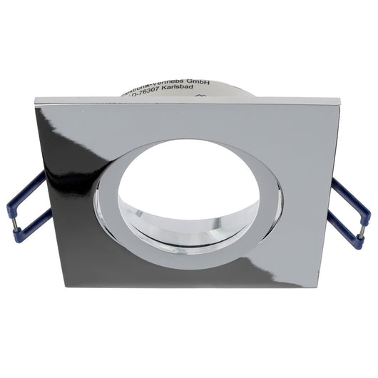 Faretto ad incasso portafaretto cromato lucido quadrato foro 70mm moderno orientabile supporto lampade GU10 GU5.3 CROMATO