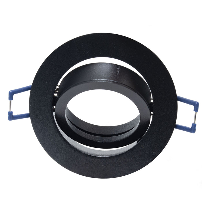 Faretto ad incasso portafaretto nero tondo foro 70mm moderno orientabile supporto lampade GU10 GU5.3 NERO