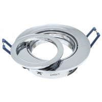 Faretto ad incasso portafaretto cromato lucido tondo foro 70mm moderno orientabile supporto lampade GU10 GU5.3 CROMATO