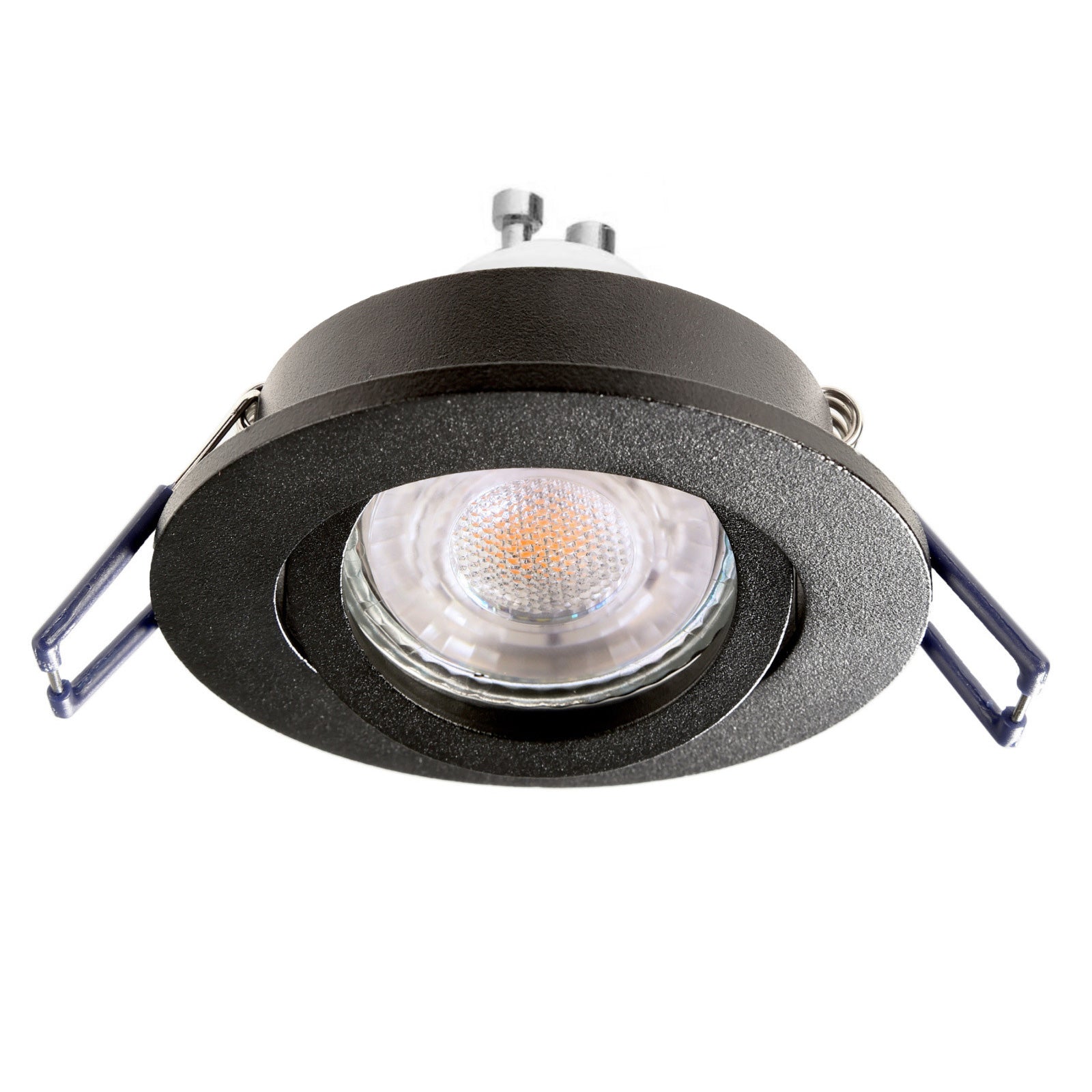 Faretto ad incasso LED 8W GU10 nero tondo foro 70mm moderno orientabile luce soffitto ingresso ufficio NERO 4000K