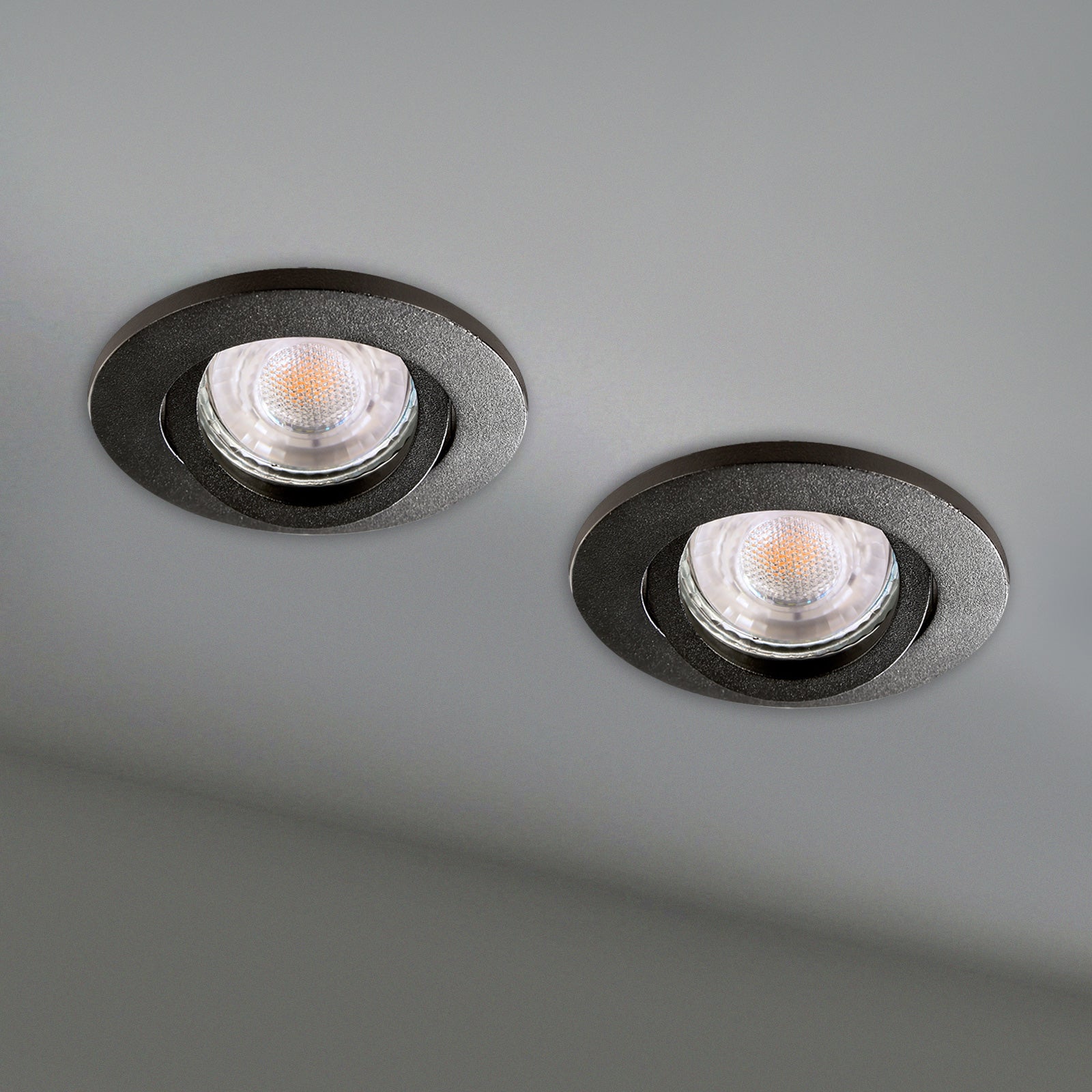 Faretto ad incasso LED 8W GU10 nero tondo foro 70mm moderno orientabile luce soffitto ingresso ufficio NERO 6000K
