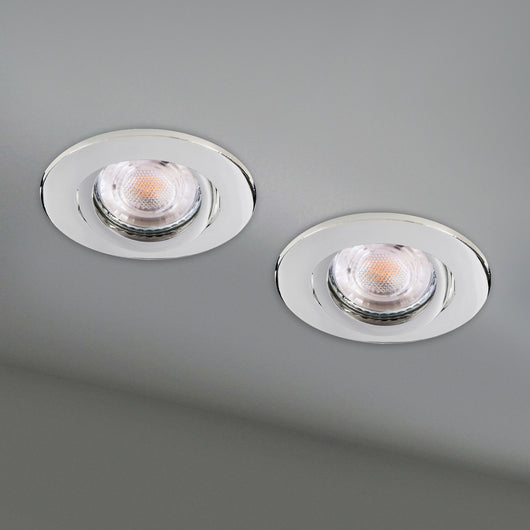 Faretto ad incasso LED 8W GU10 cromato lucido tondo foro 70mm moderno orientabile luce soffitto cucina studio CROMATO 4000K
