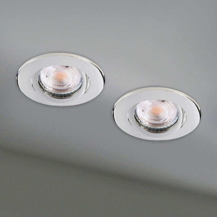 Faretto ad incasso LED 8W GU10 cromato lucido tondo foro 70mm moderno orientabile luce soffitto cucina studio CROMATO 4000K