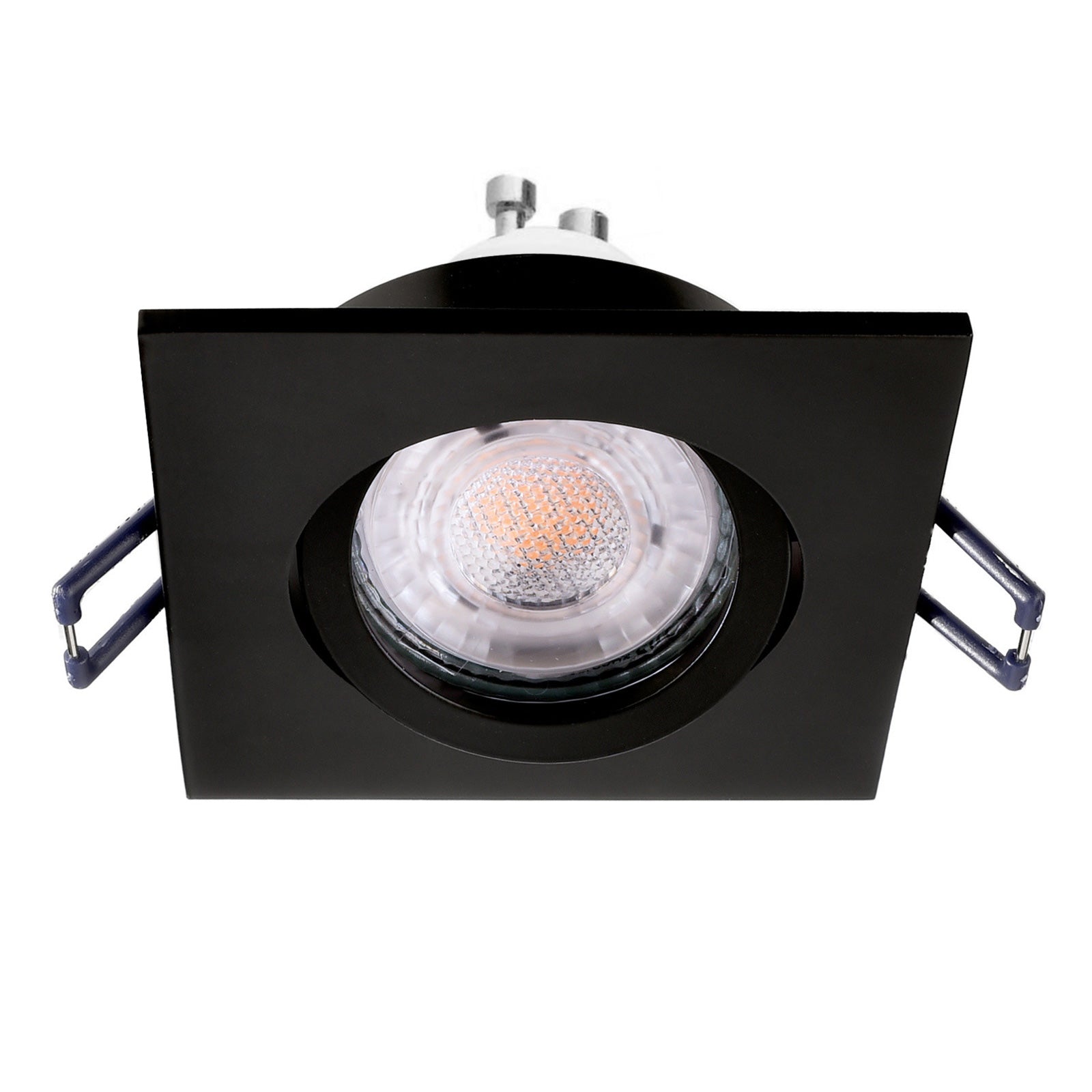 Faretto ad incasso LED 8W GU10 nero quadrato foro 70mm moderno orientabile luce soffitto negozio vetrina NERO 3000K