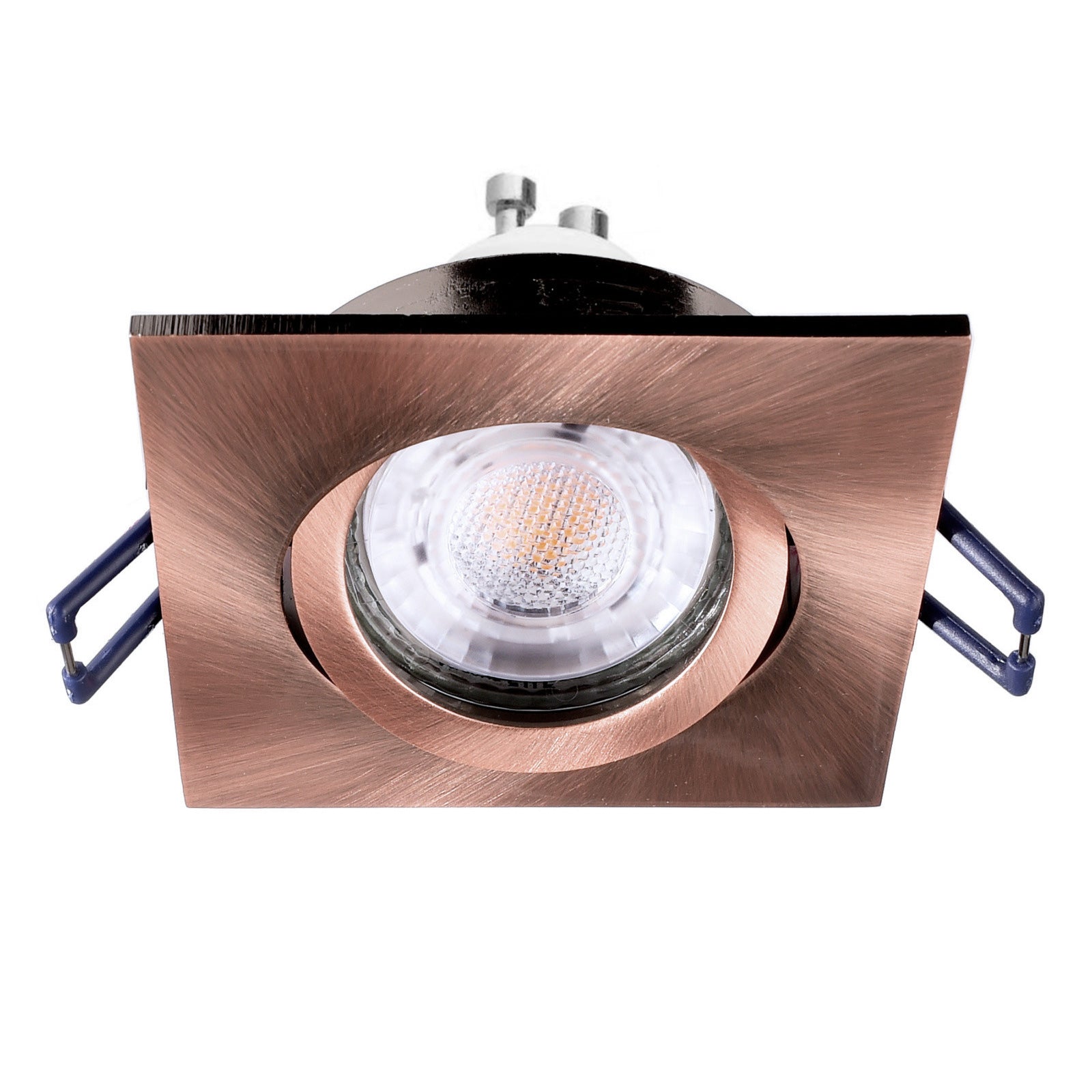 Faretto ad incasso LED 8W GU10 rame quadrato foro 70mm moderno orientabile luce soffitto corridoio soggiorno RAME 3000K