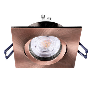 Faretto ad incasso LED 8W GU10 rame quadrato foro 70mm moderno orientabile luce soffitto corridoio soggiorno RAME 3000K