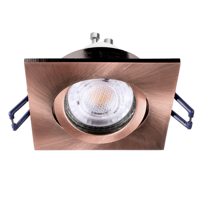 Faretto ad incasso LED 8W GU10 rame quadrato foro 70mm moderno orientabile luce soffitto corridoio soggiorno RAME 6000K