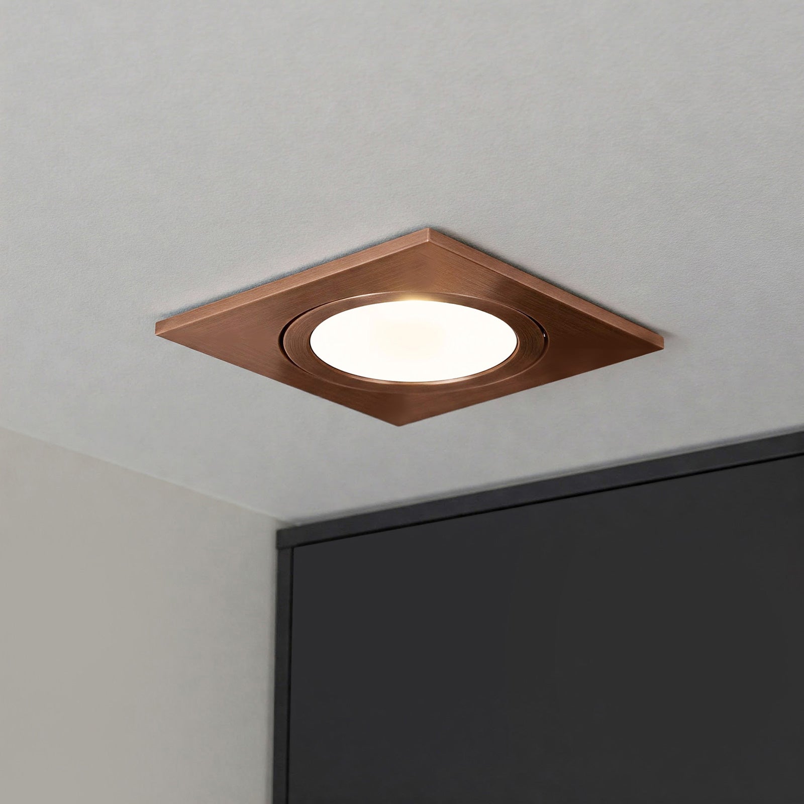 Faretto ad incasso LED 8W GU10 rame quadrato foro 70mm moderno orientabile luce soffitto corridoio soggiorno RAME 6000K