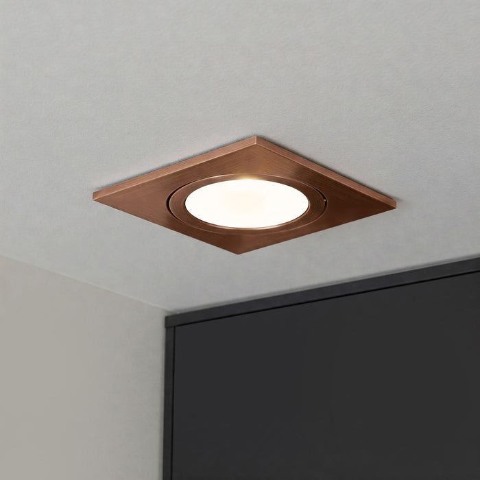 Faretto ad incasso LED 8W GU10 rame quadrato foro 70mm moderno orientabile luce soffitto corridoio soggiorno RAME 3000K