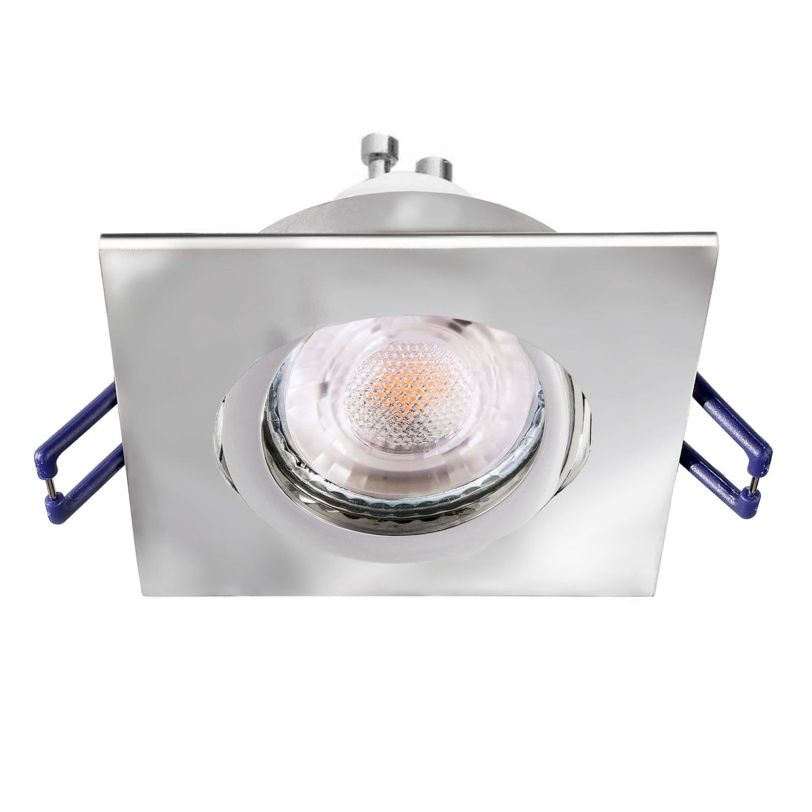 Faretto ad incasso LED 8W GU10 cromato lucido quadrato foro 70mm moderno orientabile luce soffitto cucina corridoio CROMATO 4000K