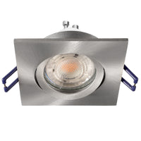 Faretto ad incasso LED 8W GU10 silver spazzolato quadrato foro 70mm moderno orientabile luce soffitto ingresso vetrina SPAZZOLATO 4000K