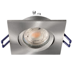 Faretto ad incasso LED 8W GU10 silver spazzolato quadrato foro 70mm moderno orientabile luce soffitto ingresso vetrina SPAZZOLATO 4000K