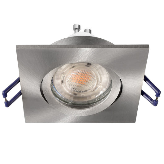 Faretto ad incasso LED 8W GU10 silver spazzolato quadrato foro 70mm moderno orientabile luce soffitto ingresso vetrina SPAZZOLATO 4000K