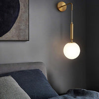 Applique moderno da parete bronzo paralume bianco pendente sfera attacco G9 luce corridoio camera da letto salotto