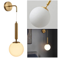Applique moderno da parete bronzo paralume bianco pendente sfera attacco G9 luce corridoio camera da letto salotto