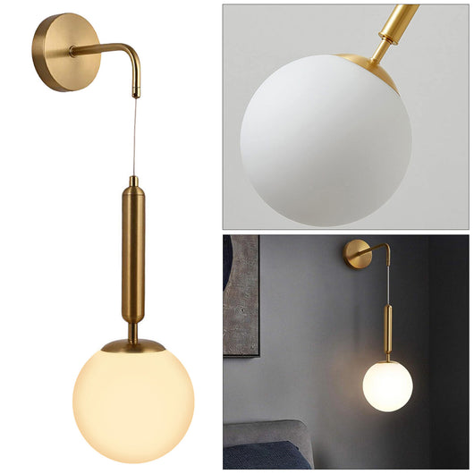 Applique moderno da parete bronzo paralume bianco pendente sfera attacco G9 luce corridoio camera da letto salotto