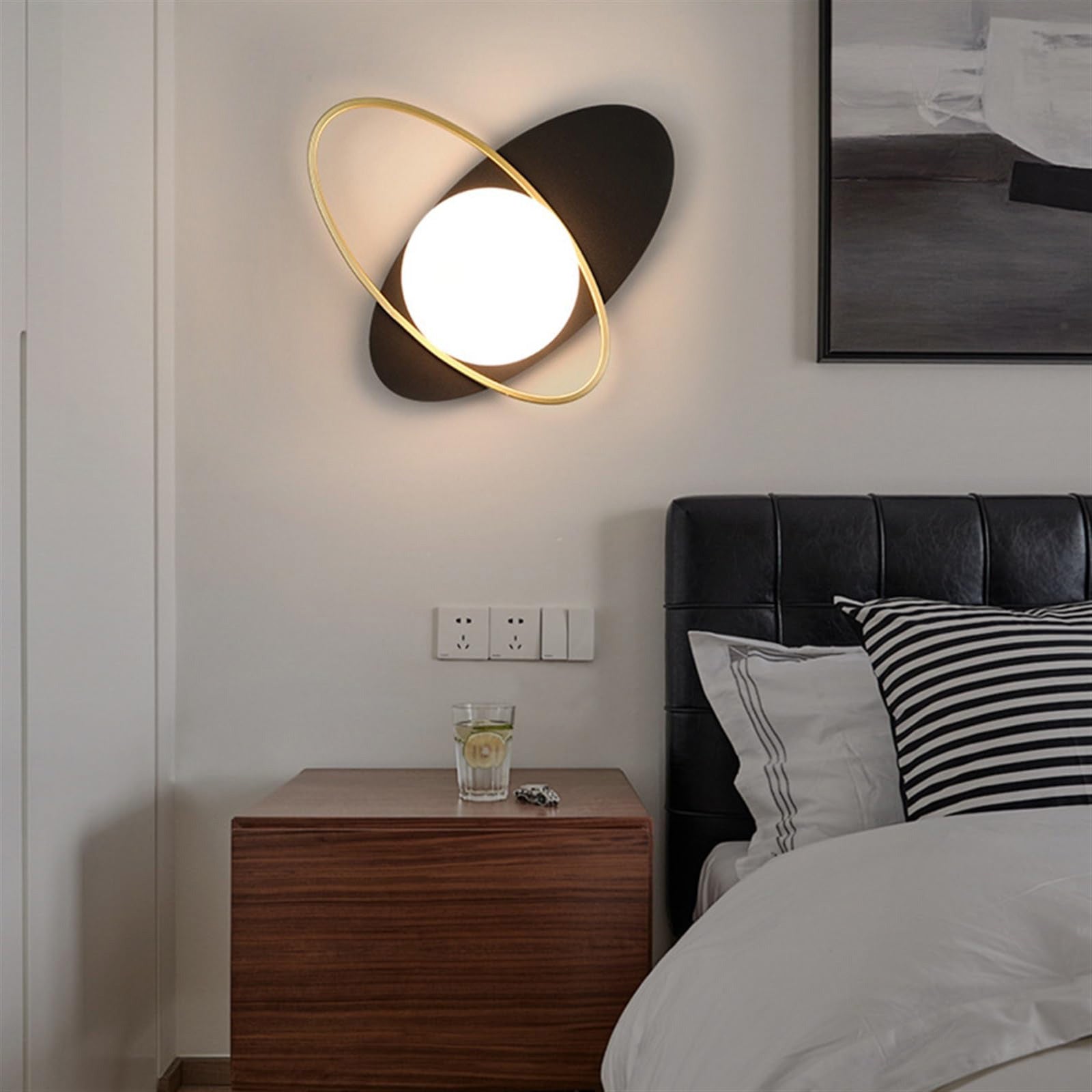 Applique da parete G9 lampada muro bronzo nero paralume opaco sfera luce camera da letto salone soggiorno
