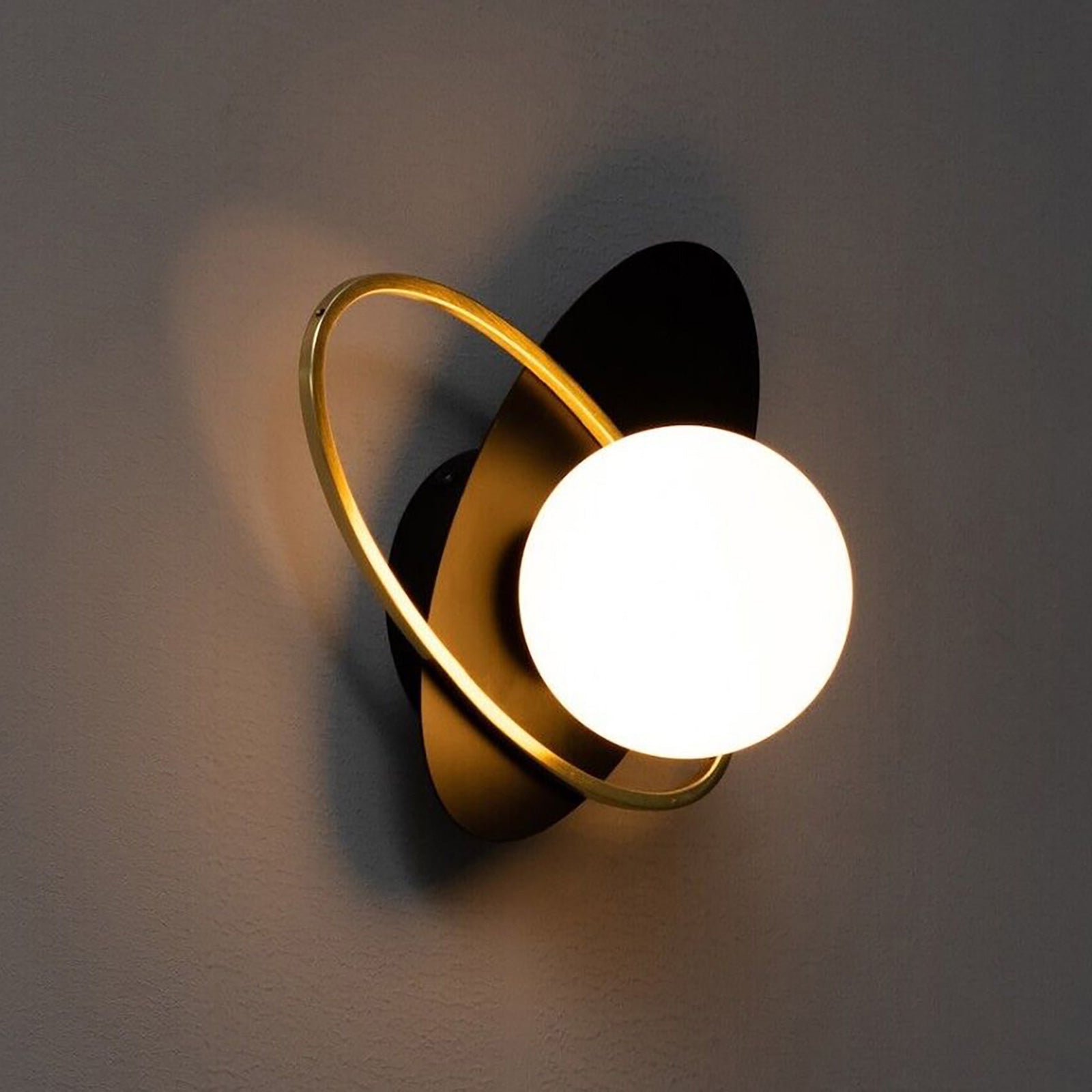Applique da parete G9 lampada muro bronzo nero paralume opaco sfera luce camera da letto salone soggiorno