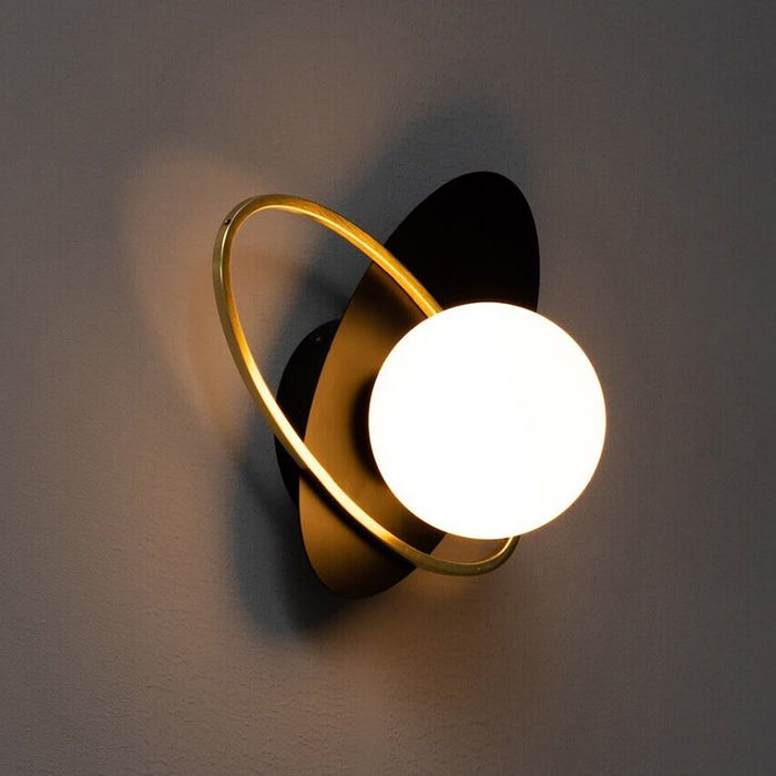 Applique da parete G9 lampada muro bronzo nero paralume opaco sfera luce camera da letto salone soggiorno