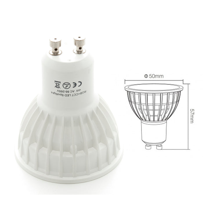 SET 5x Faretto lampada LED GU10 4W dimmerabile RGB CCT da 2700K a 6500K spotlight 25 gradi con telecomando RF