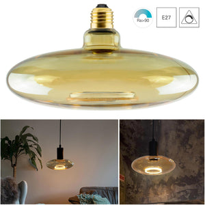 Lampadina di design ORBIT lampada LED E27 4W dimmerabile vetro luce gialla ambra soggiorno cucina diametro 22cm