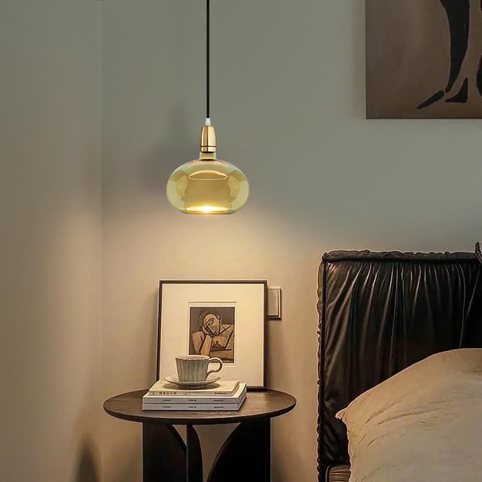 Lampadina stilizzata SHINE lampada LED E27 4.5W dimmerabile vetro luce gialla ambra salotto hall albergo diametro 20cm