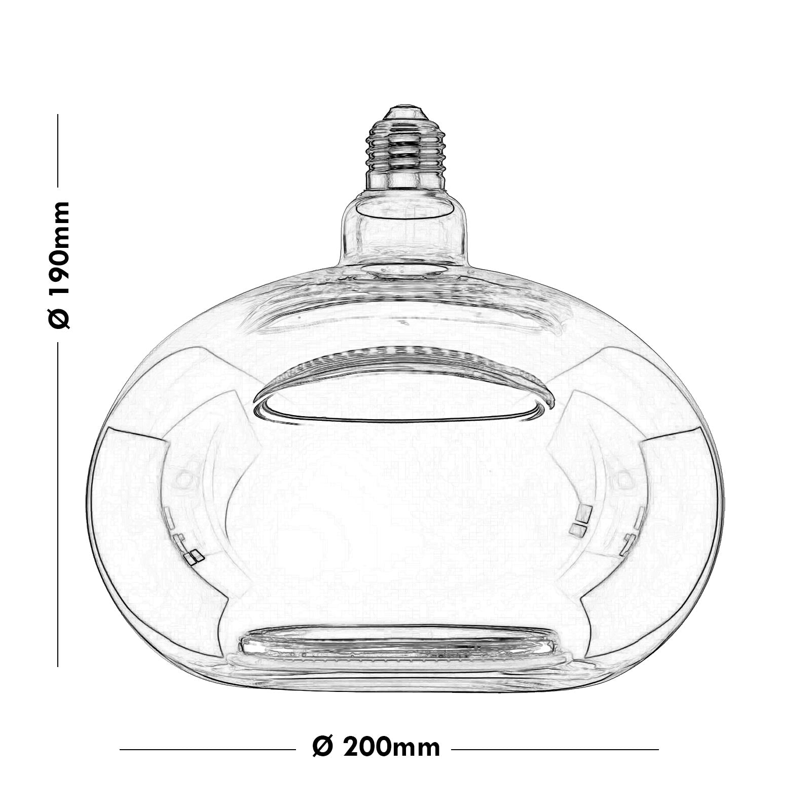 Lampadina stilizzata SHINE lampada LED E27 4.5W dimmerabile vetro luce gialla ambra salotto hall albergo diametro 20cm