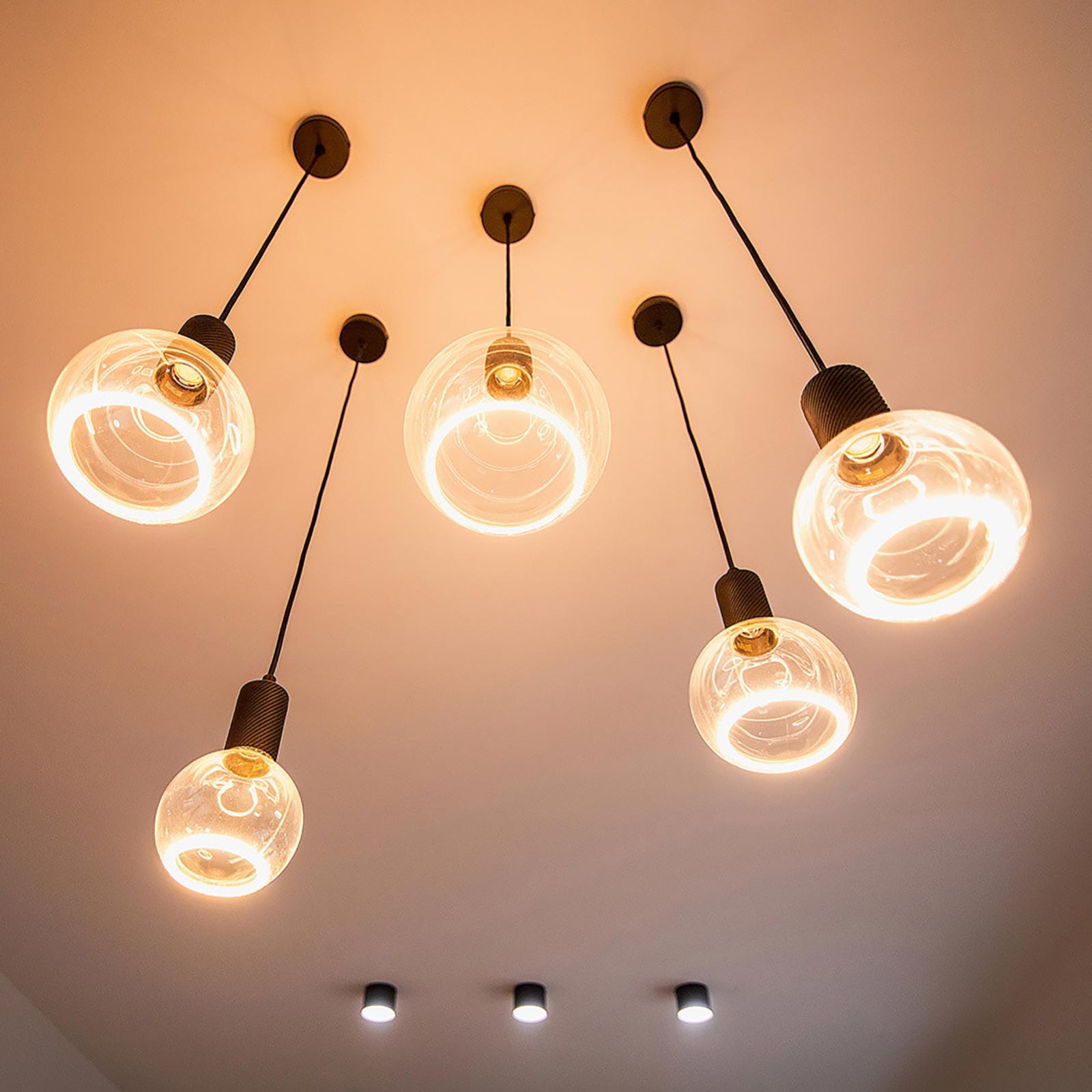 Lampadina design MOON lampada LED E27 6W dimmerabile vetro fume luce gialla 1900K ristorante bar diametro 200mm