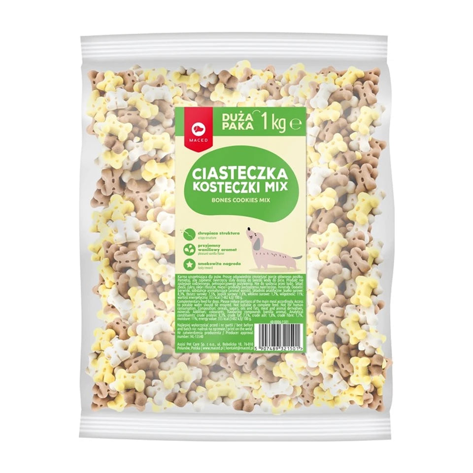 Biscotti per cani al gusto di vaniglia MACED Bones - 1 kg
