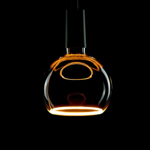 Lampadina design MOON lampada LED E27 6W dimmerabile vetro fume luce gialla 1900K pizzeria bar diametro 150mm