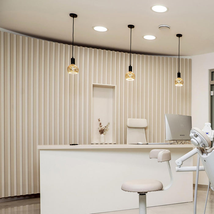 Lampadina design MOON lampada LED E27 6W dimmerabile vetro fume luce gialla 1900K pizzeria bar diametro 150mm