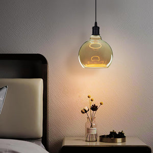 Lampadina design MOON lampada LED E27 6W dimmerabile vetro fume luce gialla 1900K pizzeria bar diametro 150mm