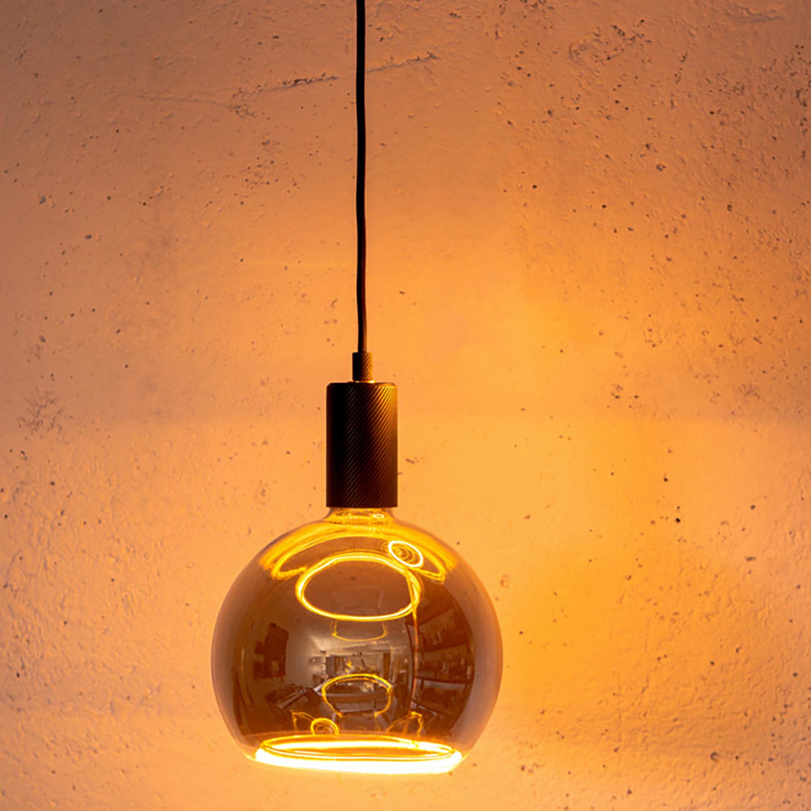 Lampadina design MOON lampada LED E27 6W dimmerabile vetro fume luce gialla 1900K ristorante bar diametro 200mm