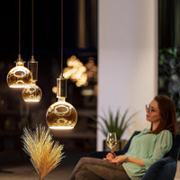 Lampadina design MOON lampada LED E27 8W dimmerabile vetro fume luce gialla 1900K ristorante bar diametro 300mm