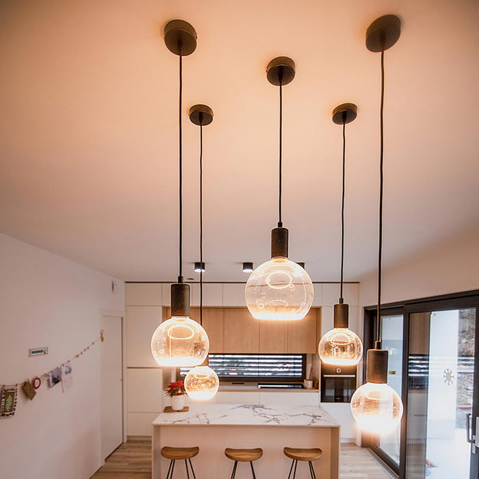 Lampadina design MOON lampada LED E27 8W dimmerabile vetro fume luce gialla 1900K ristorante bar diametro 300mm