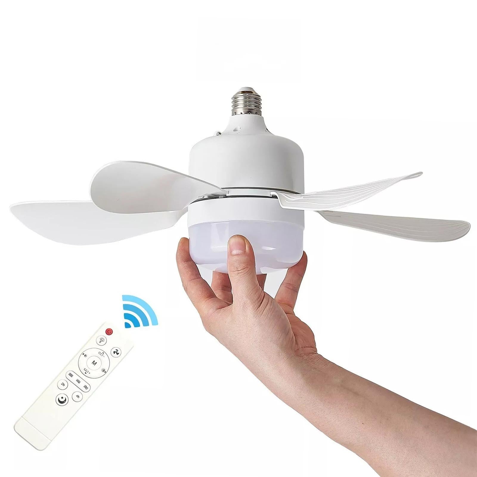 Lampadina E27 2 in 1 lampada dimmerabile ventilatore 3 velocità LED 19W CCT da 3000K a 6500K telecomando camera da letto cucina 3 velocità