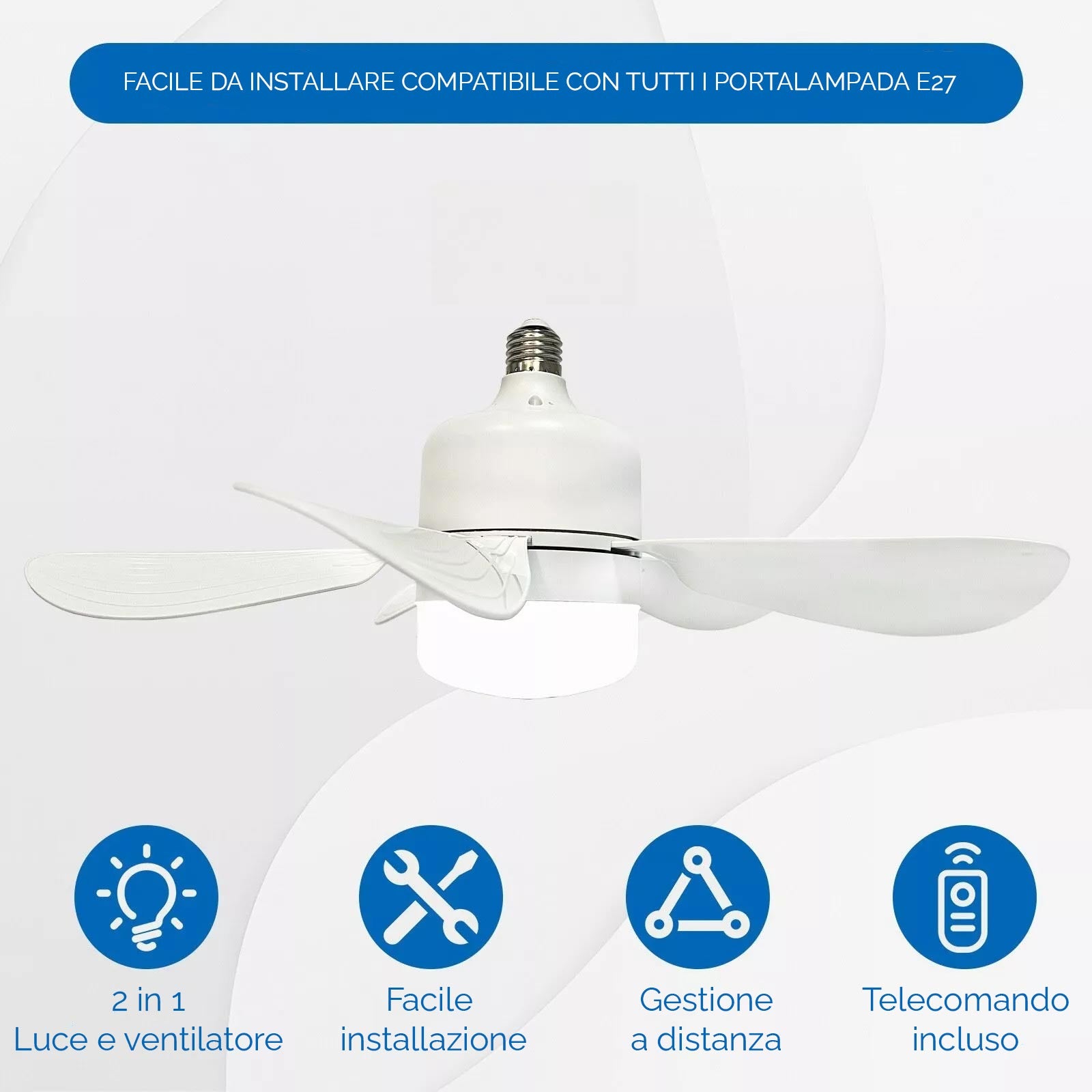 Lampadina E27 2 in 1 lampada dimmerabile ventilatore 3 velocità LED 19W CCT da 3000K a 6500K telecomando camera da letto cucina 3 velocità