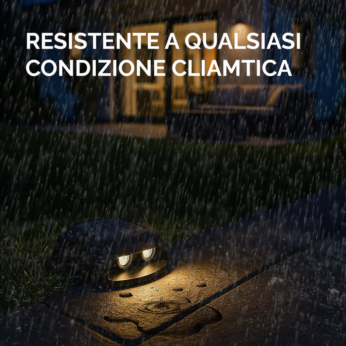 Confezione 10 faretti faretto segnapassi impermeabile IP54 crepuscolare batteria ad energia solare LED luce 3000K per esterno giardino viale scale
