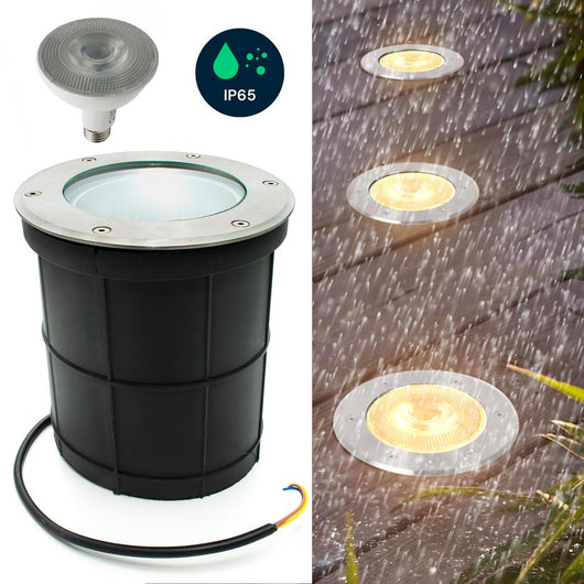 Faretto calpestabile da incasso impermeabile IP65 LED E27 SPOT PAR30 12W angolo luce 40 gradi giardino cortile facciata LUCE FREDDA 6000K